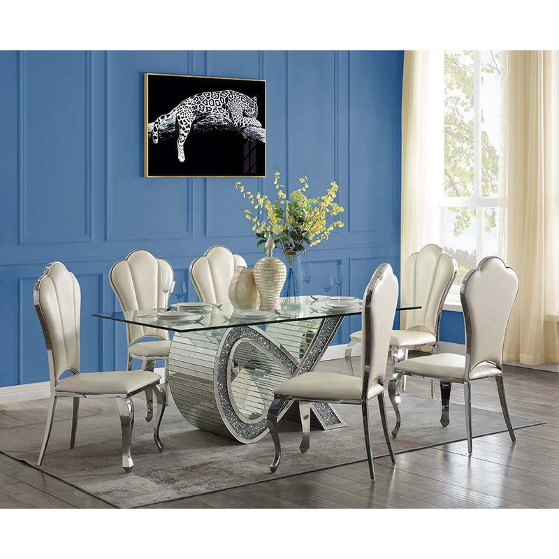 Acme Furniture Noralie Dining Table with Glass Top and Pedestal Base DN00719 IMAGE 5