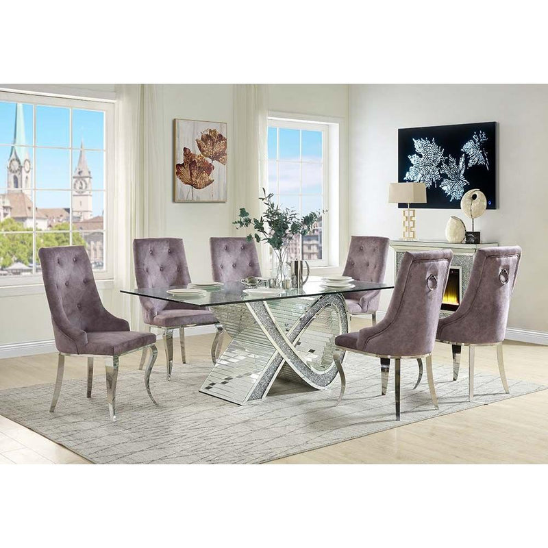 Acme Furniture Noralie Dining Table with Glass Top and Pedestal Base DN00719 IMAGE 7