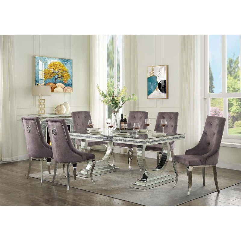 Acme Furniture Noralie Dining Table with Glass Top and Pedestal Base DN00721 IMAGE 5