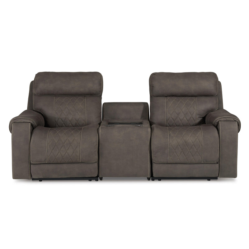 Signature Design by Ashley Hoopster Power Reclining Leather Look Loveseat with Console 2370358/2370360/2370362 IMAGE 1