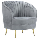  Coaster Furniture Sophia 506866 Upholstered Channel Tufted Barrel Accent Chair - Grey IMAGE 1