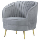  Coaster Furniture Sophia 506866 Upholstered Channel Tufted Barrel Accent Chair - Grey IMAGE 3
