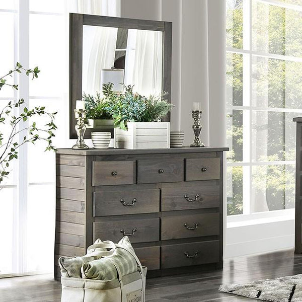 ash grey dresser Signature Design by Ashley Bronyan Dark Gray | Harris Furniture bearing tracks for effortless use. Furniture of America Rockwall AM7973D