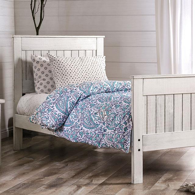 Furniture of America Rockwall Twin Panel Bed AM7973WH-T-BED IMAGE 1