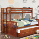  Furniture of America Kids Beds Bunk Bed CM-BK458Q-OAK-BED+TR IMAGE 1