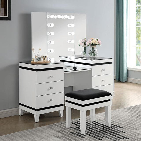 Furniture of America Madonna 6-Drawer Vanity Set CM-DK824WH-PK IMAGE 1