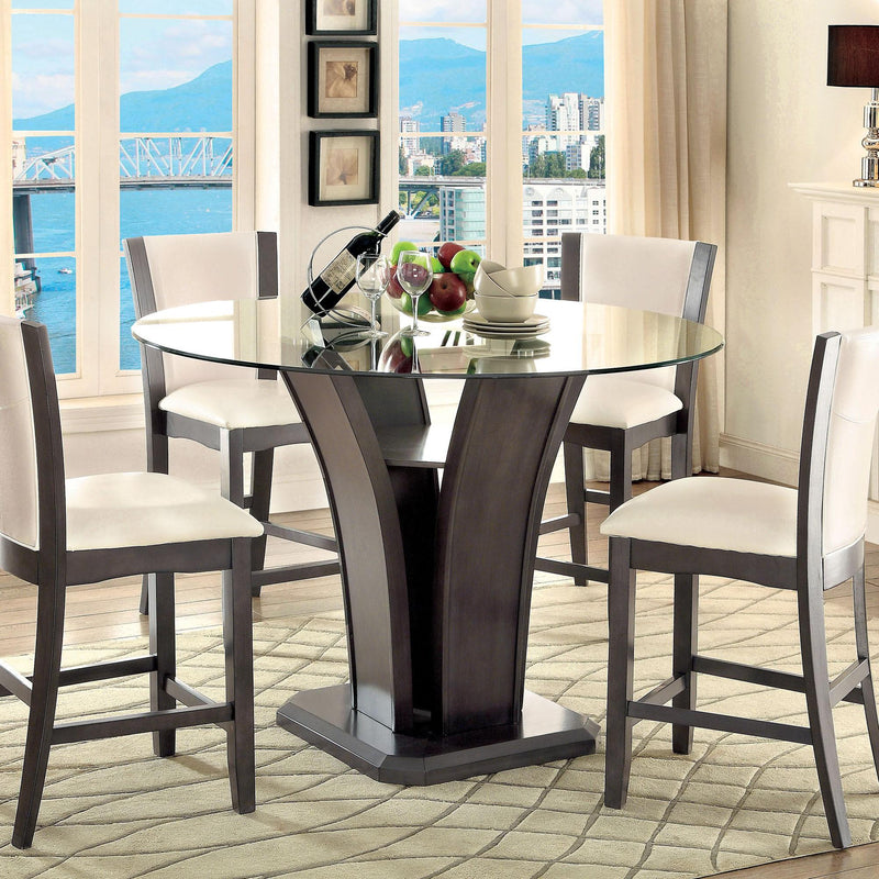 Round Glass Top Counter Height Glass Kitchen Table Furniture Of