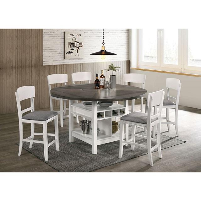 Furniture of America Round Stacie Counter Height Dining Table CM3733WG-RPT-TABLE IMAGE 2