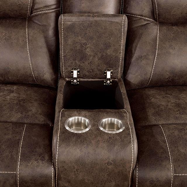 Furniture of America Kennedy Reclining Leather Look Loveseat with Console CM6216-LV IMAGE 5