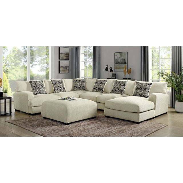 Furniture of America Kaylee Fabric Sectional CM6587BG-SECT-R+OT IMAGE 2