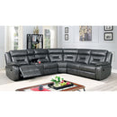  Furniture of America Omeet Reclining Leather Look Sectional CM6642GY-SECT IMAGE 2