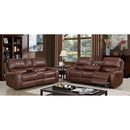 Furniture of America Walter Reclining Leather Look Loveseat with Console CM6950BR-LV IMAGE 2
