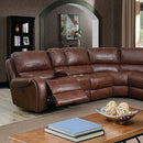  Furniture of America Joanne Power Reclining Leather Look Sectional CM6951BR-PM-SECT IMAGE 1