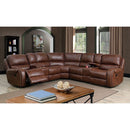  Furniture of America Joanne Reclining Leather Look Sectional CM6951BR-SECT IMAGE 2