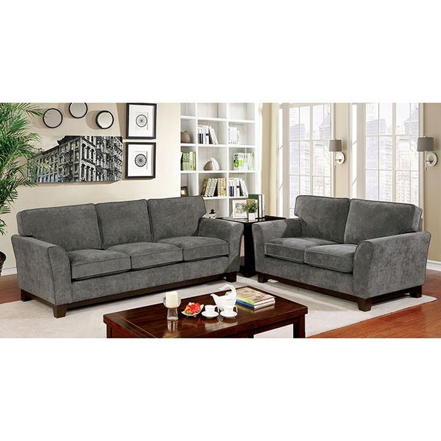 Furniture of America Caldicot Stationary Fabric Loveseat CM6954GY-LV IMAGE 2