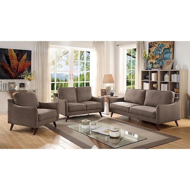 Furniture of America Maxime Stationary Fabric Loveseat CM6971BR-LV IMAGE 2