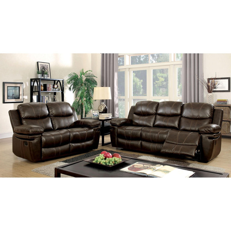 Furniture of America Listowel Reclining Bonded Leather Match Loveseat CM6992-LV IMAGE 2