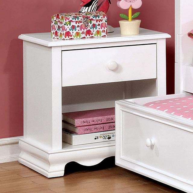 Furniture of America Dani 1-Drawer Kids Nightstand CM7159WH-N-VN IMAGE 1