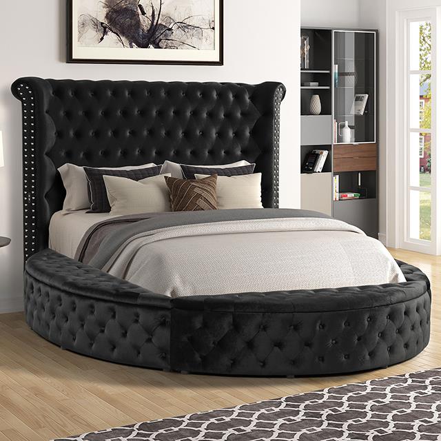 Furniture of America Sansom King Upholstered Platform Bed with Storage CM7178BK-EK-BED IMAGE 1