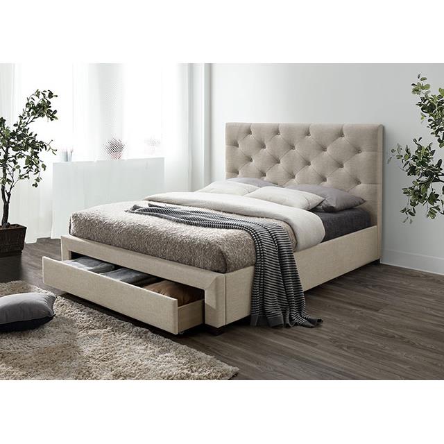 Furniture of America Sybella Twin Upholstered Platform Bed with Storage CM7218BG-T-BED IMAGE 2