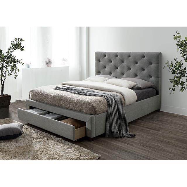 Furniture of America Sybella Queen Upholstered Platform Bed with Storage CM7218GY-Q-BED IMAGE 2