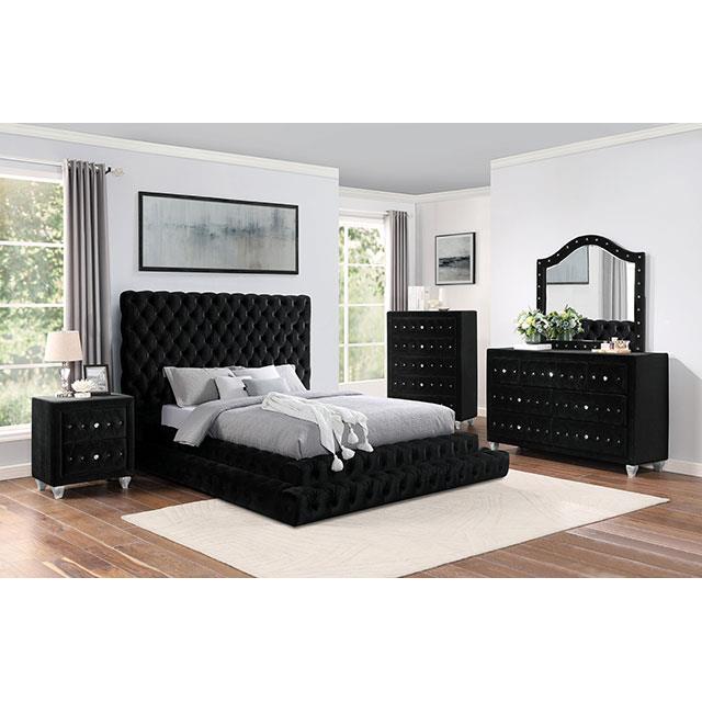 Furniture of America Stefania Queen Upholstered Platform Bed CM7227BK-Q-BED IMAGE 2