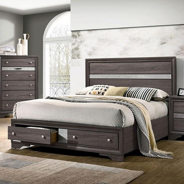 Furniture of America Chrissy King Panel Bed with Storage CM7552GY-EK-BED IMAGE 1