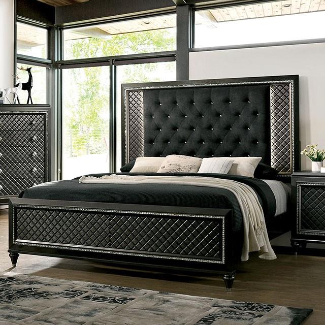 Furniture of America Demetria King Upholstered Panel Bed CM7584EK-BED IMAGE 1