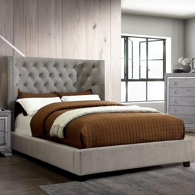 Furniture of America Cayla Queen Upholstered Platform Bed CM7779GY-Q-BED-VN IMAGE 1