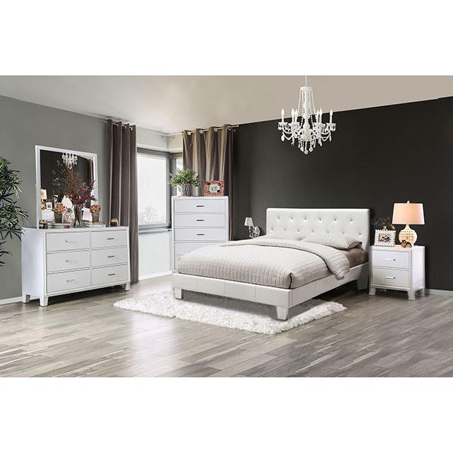 Furniture of America Velen King Upholstered Platform Bed CM7949WH-EK-BED-VN IMAGE 2