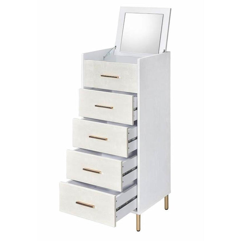 Acme Furniture Myles AC01168 Jewelry Armoire - White & Champagne IMAGE 2