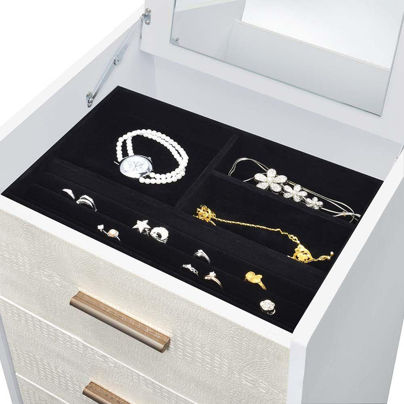 Acme Furniture Myles AC01168 Jewelry Armoire - White & Champagne IMAGE 4