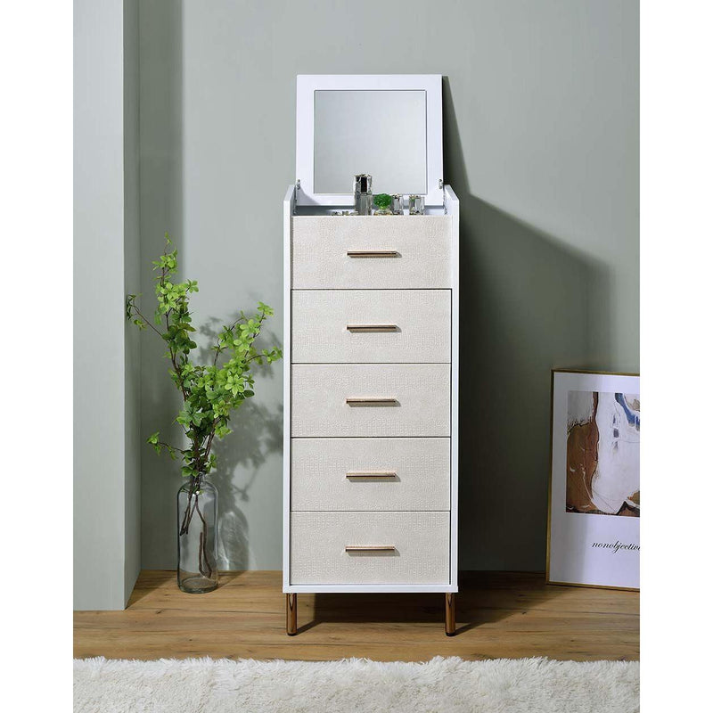 Acme Furniture Myles AC01168 Jewelry Armoire - White & Champagne IMAGE 5