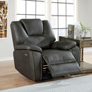  Furniture of America Ffion Power Leather Look Recliner CM6219GY-CH IMAGE 1