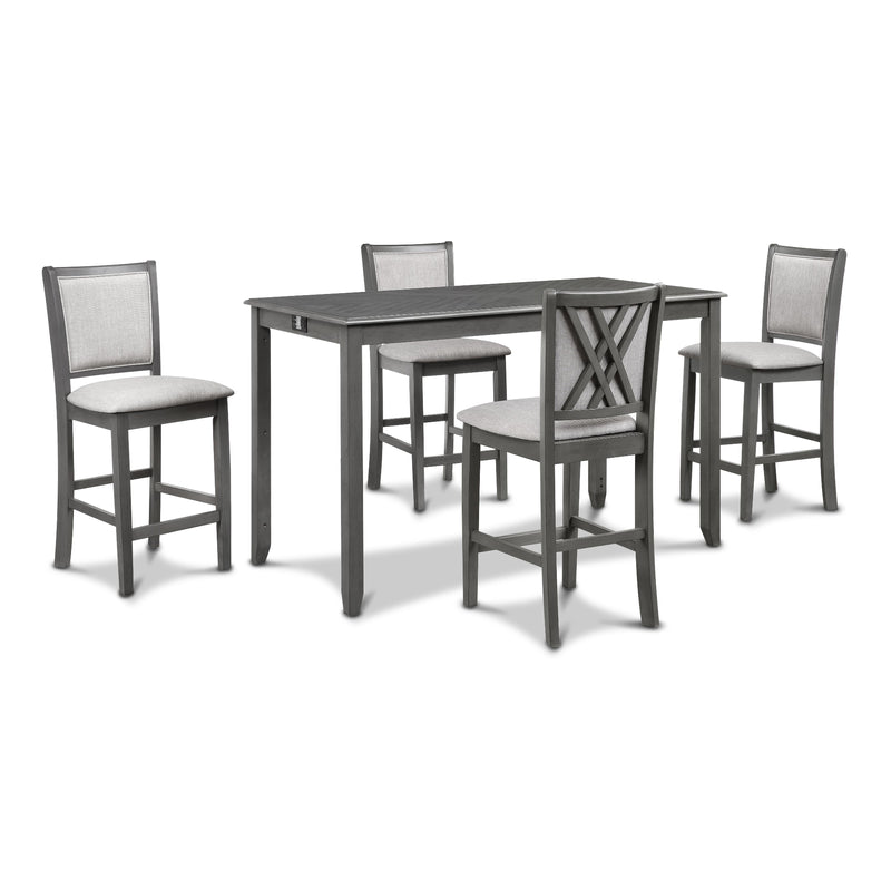 New Classic Furniture Amy 5 pc Counter Height Dinette D3651-60CS-GRY IMAGE 2