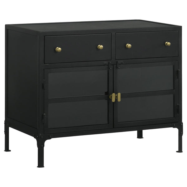 Coaster Furniture 951761 2-drawer Accent Cabinet with Glass Doors - Black IMAGE 1