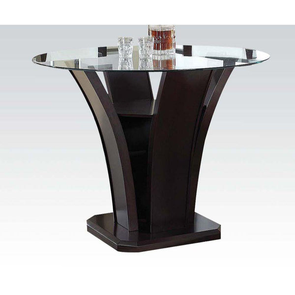 Acme Furniture Round Malik Counter Height Dining Table with Glass Top and Pedestal Base 70510 KIT IMAGE 1