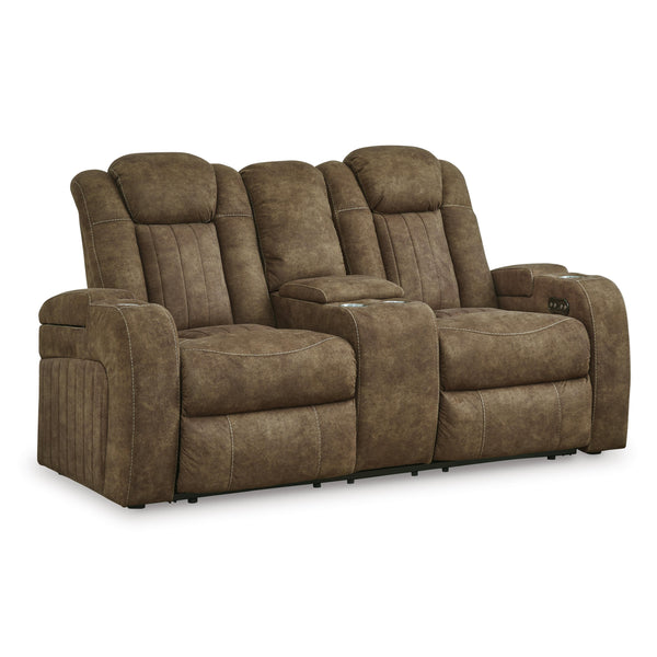 Signature Design by Ashley Wolfridge Power Reclining Leather Look Loveseat with Console 6070318 IMAGE 1