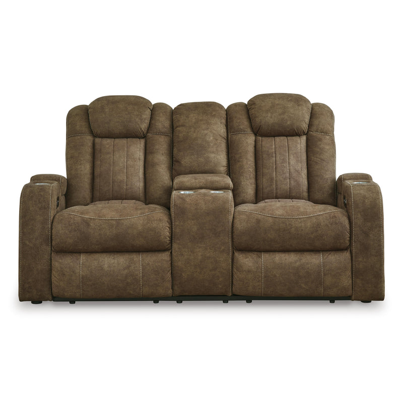 Signature Design by Ashley Wolfridge Power Reclining Leather Look Loveseat with Console 6070318 IMAGE 3