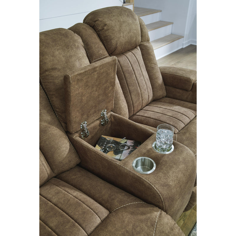 Signature Design by Ashley Wolfridge Power Reclining Leather Look Loveseat with Console 6070318 IMAGE 7