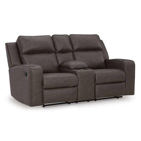 Signature Design by Ashley Lavenhorne Reclining Leather Look Loveseat with Console 6330694 IMAGE 1