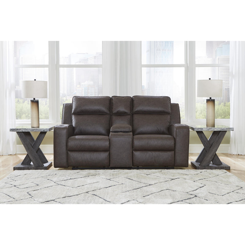 Signature Design by Ashley Lavenhorne Reclining Leather Look Loveseat with Console 6330694 IMAGE 6