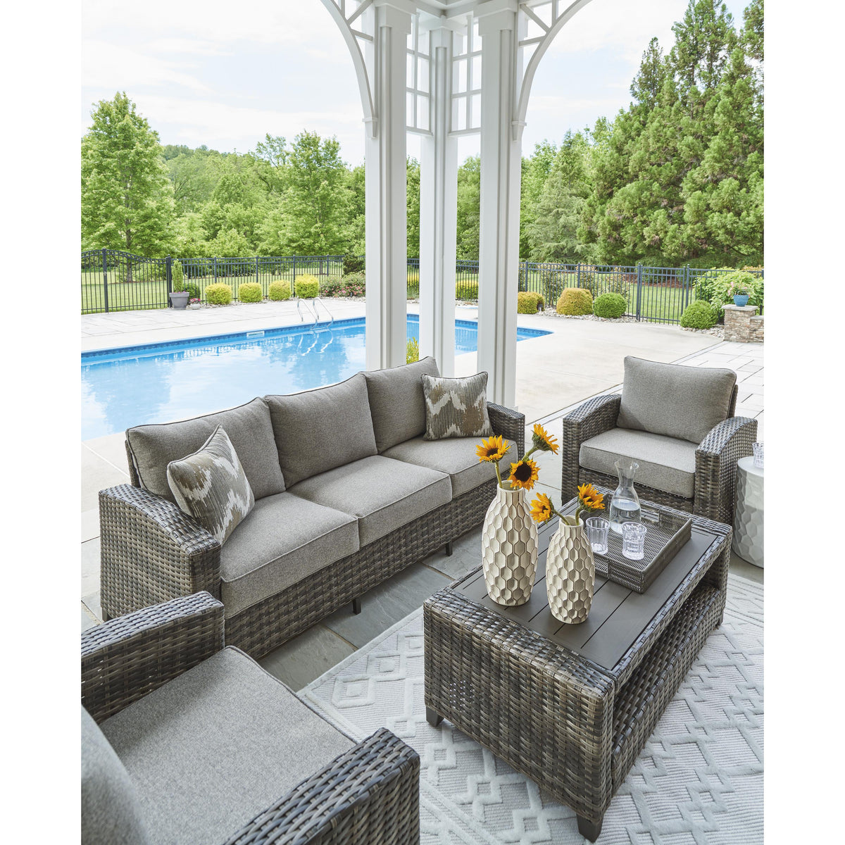 Signature Design by Ashley Oasis Court P335-081 Sofa/Chairs/Table Set