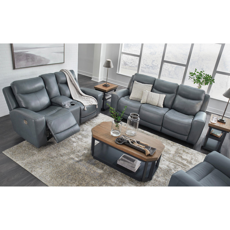 Signature Design by Ashley Mindanao Power Reclining Leather Match Loveseat with Console U5950418 IMAGE 12