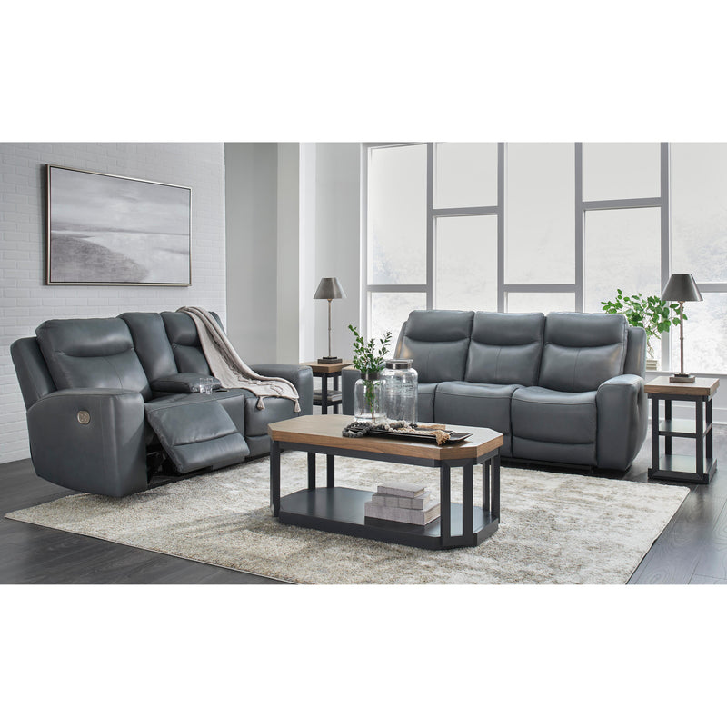 Signature Design by Ashley Mindanao Power Reclining Leather Match Loveseat with Console U5950418 IMAGE 14