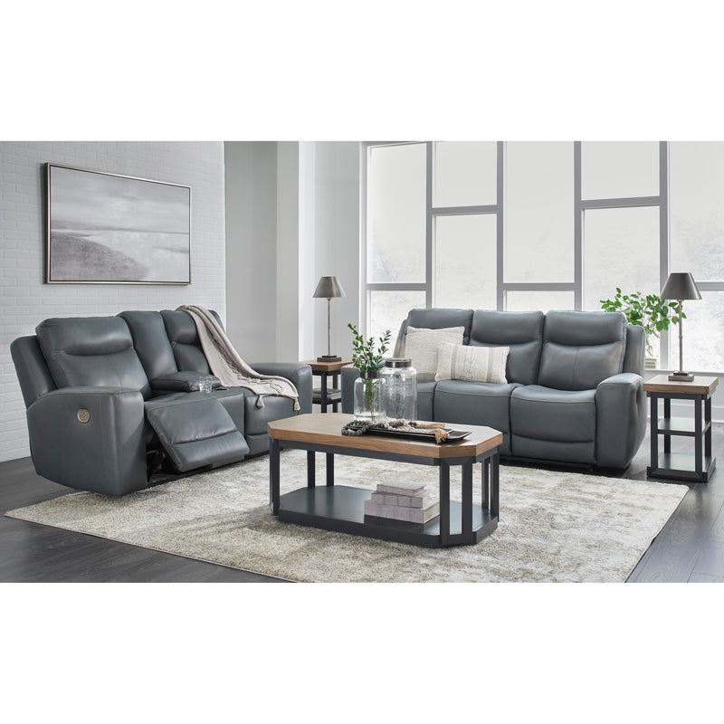 Signature Design by Ashley Mindanao Power Reclining Leather Match Loveseat with Console U5950418 IMAGE 15