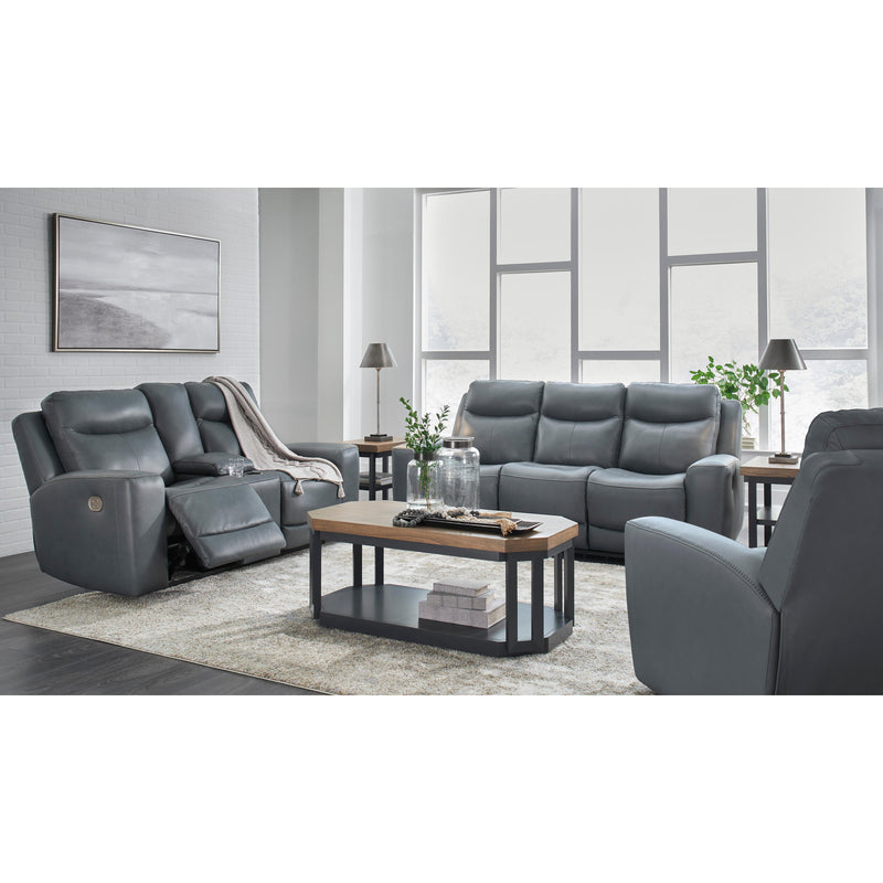 Signature Design by Ashley Mindanao Power Reclining Leather Match Loveseat with Console U5950418 IMAGE 16