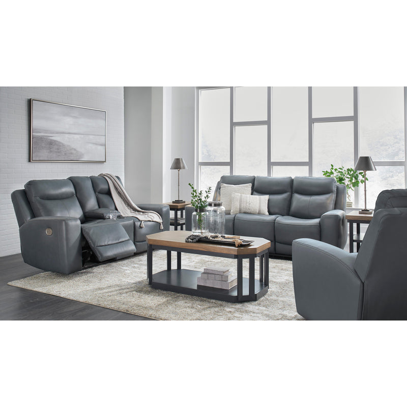 Signature Design by Ashley Mindanao Power Reclining Leather Match Loveseat with Console U5950418 IMAGE 17