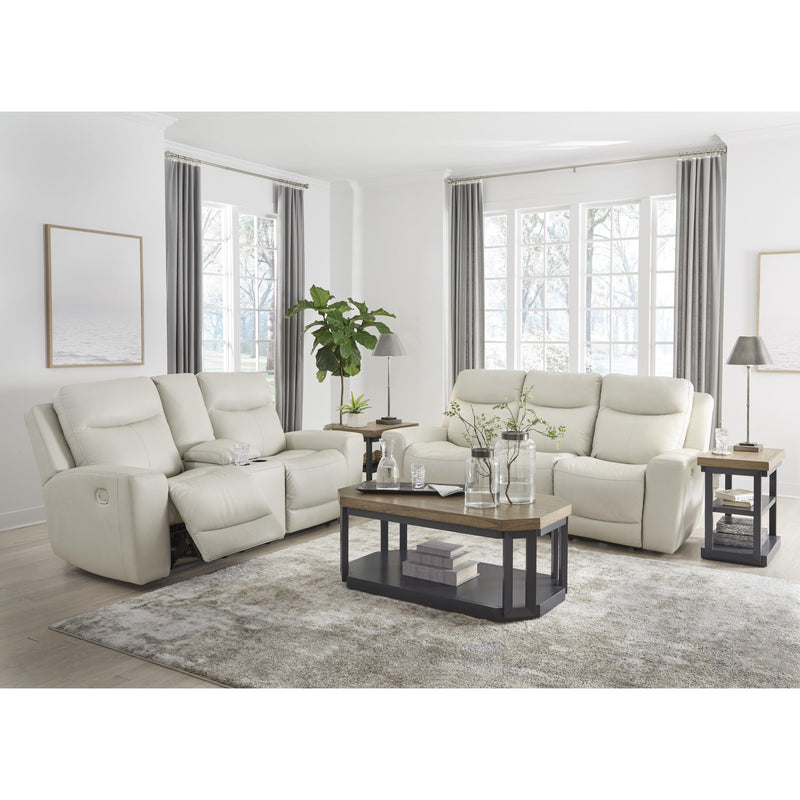 Signature Design by Ashley Mindanao Power Reclining Leather Match Loveseat with Console U5950518 IMAGE 10