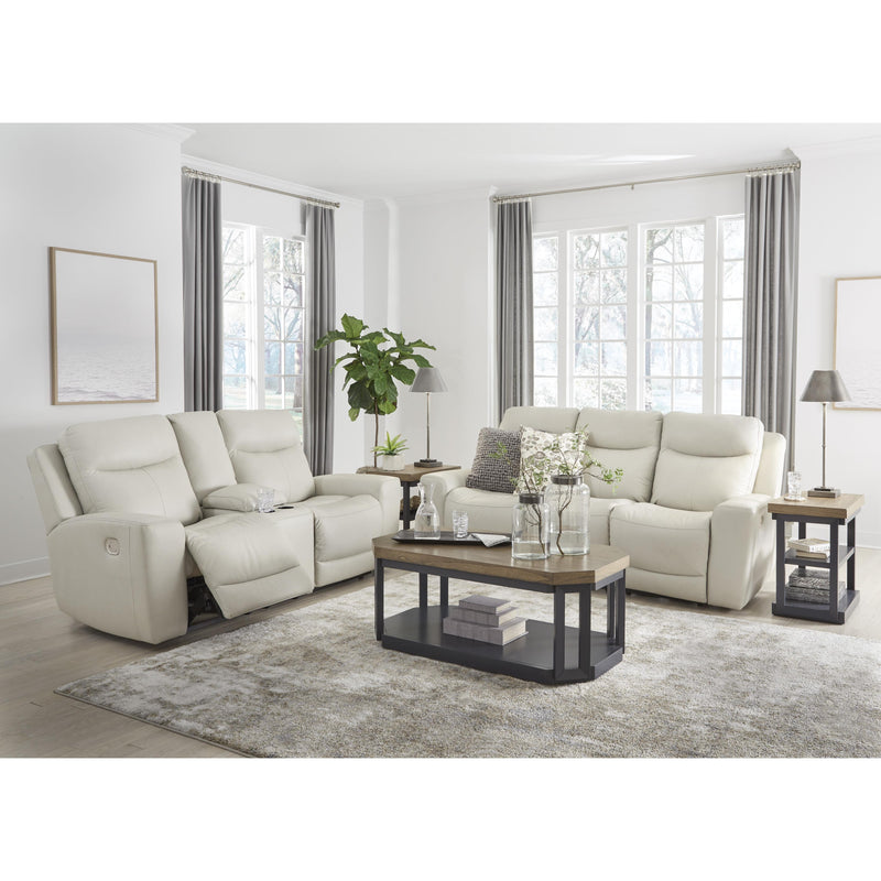 Signature Design by Ashley Mindanao Power Reclining Leather Match Loveseat with Console U5950518 IMAGE 11